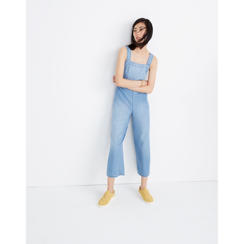 Madewell Denim Apron Bow‎ Back Jumpsuit Size 2